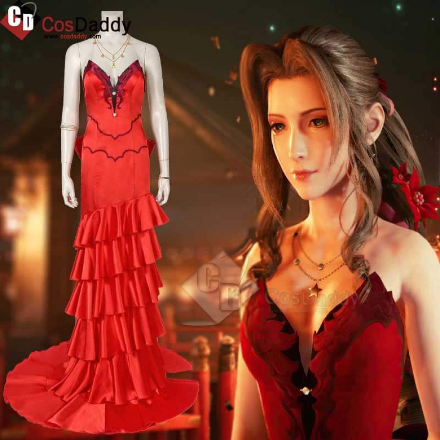 Final Fantasy Vii Remake Ff7 Aerith Gainsborough Red Dress Halloween